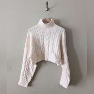 Fashion Nova Soft Peach Chunky Mock- Neck Slight Crop Sweater